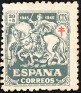 Spain - 1945 - Pro Tuberculosos - 20+5 CTS - Verde - Animal, Caballo - Edifil 994 - Red Lorena's Cross - 0
